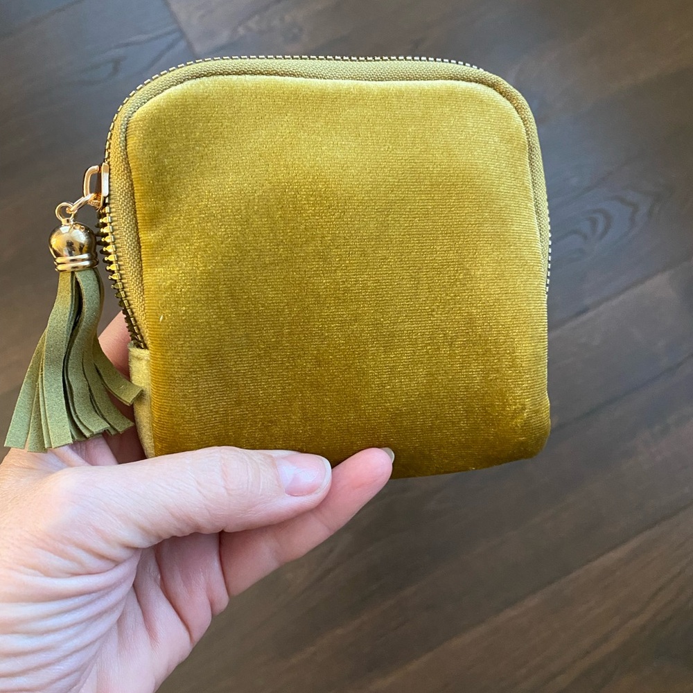 Boho Velvet Pouch with Tassel Small Cosmetic Bag Jewelry Travel